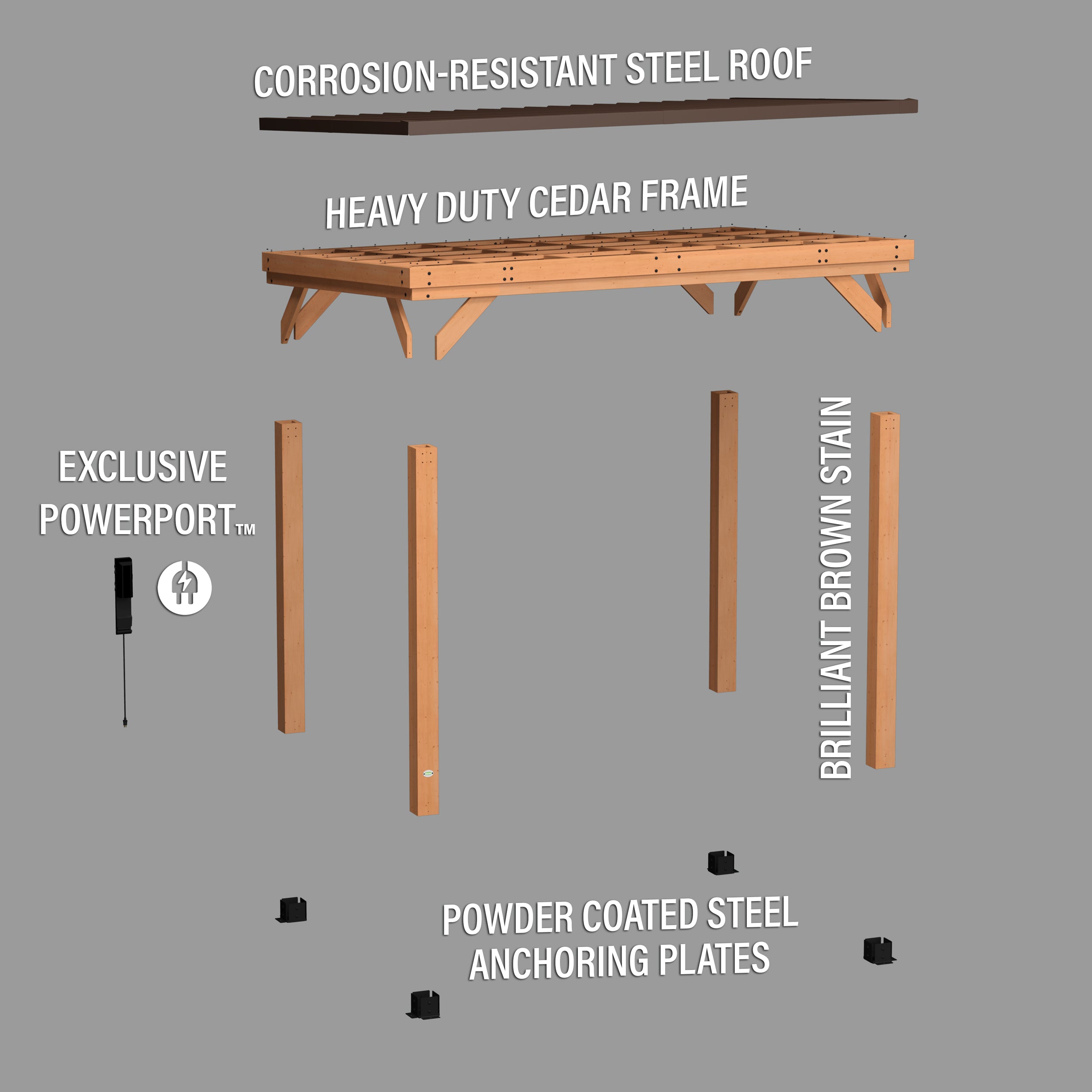 3.7m x 2.9m Arcadia Gazebo Exploded View_ENG