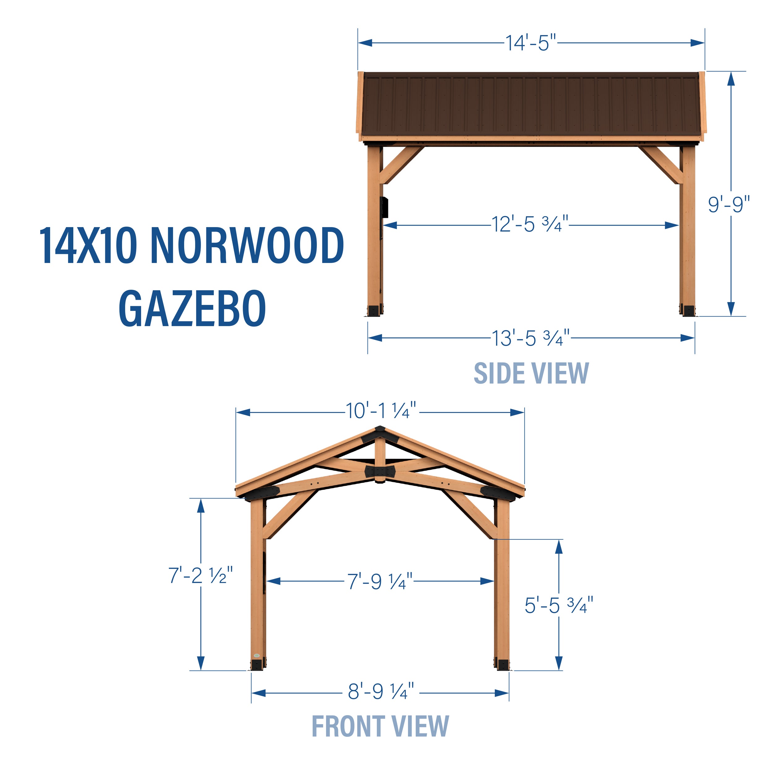 14x10 Norwood Gazebo Imperial Dimensions