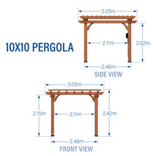 Load image into Gallery viewer, 10x10 Pergola Metric Dimensions
