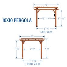 Load image into Gallery viewer, 10x10 Pergola Imperial Dimensions
