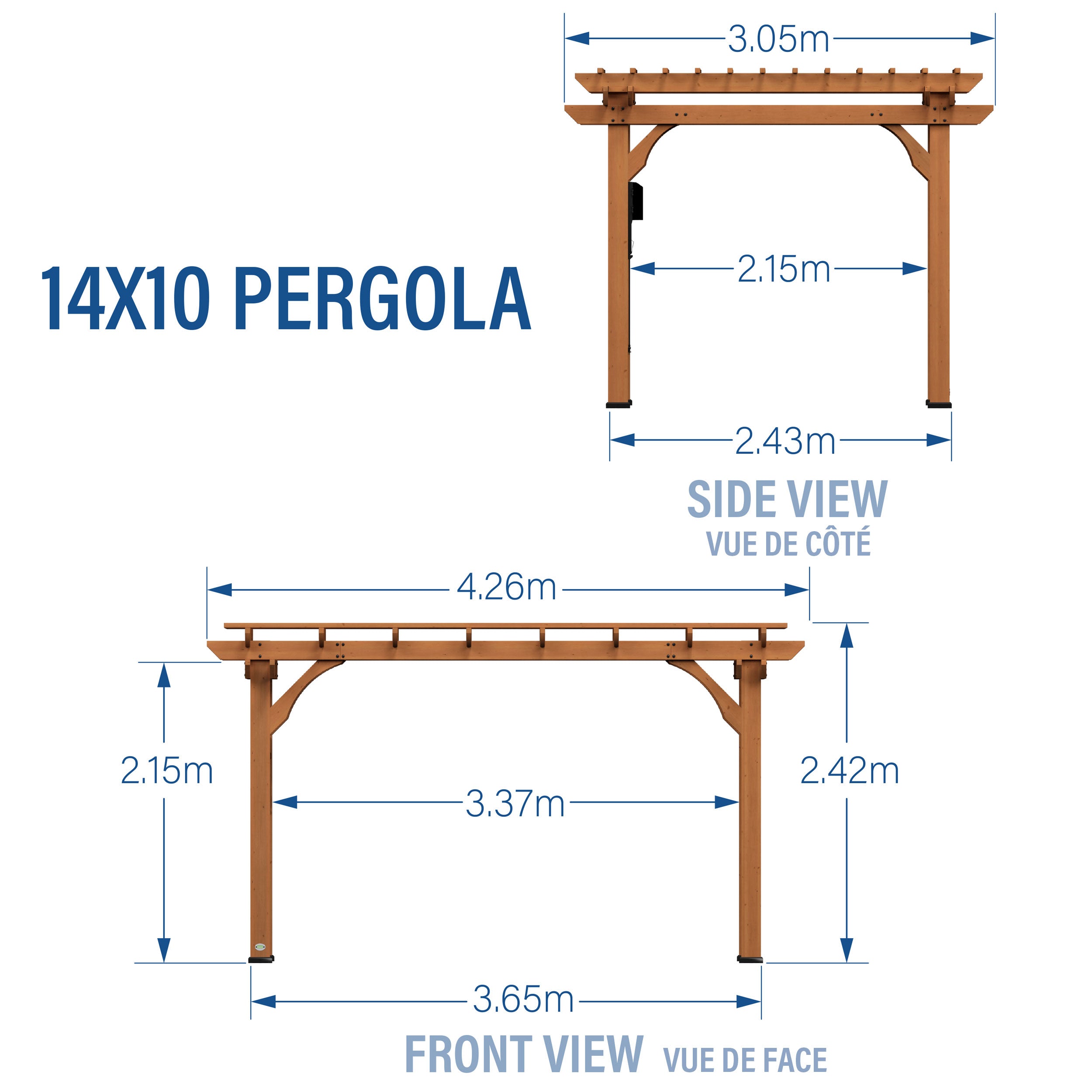 14x10 Pergola Metric Diagram French