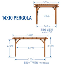 Load image into Gallery viewer, 14x10 Pergola Metric Diagram French
