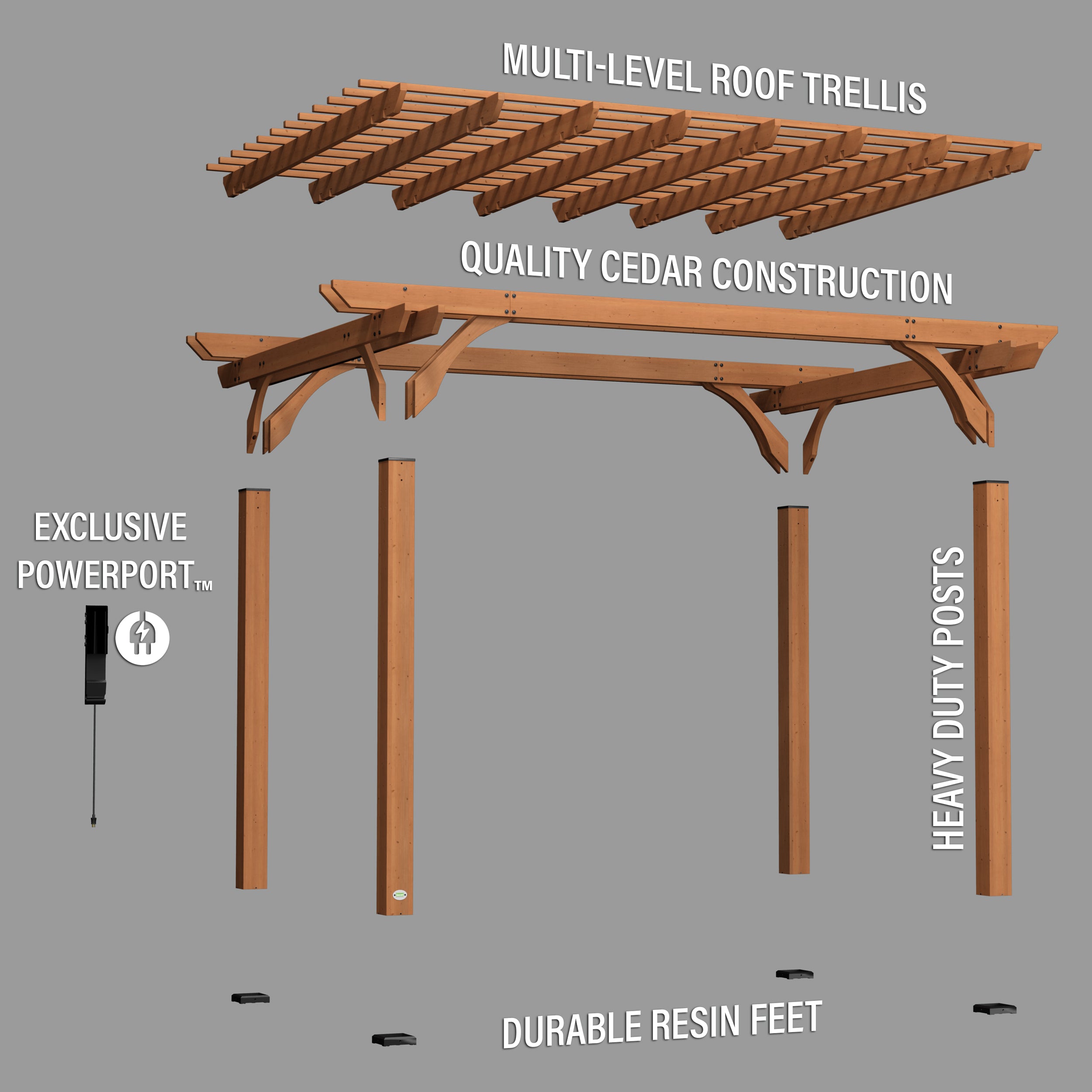 14x10 Pergola Exploded View English