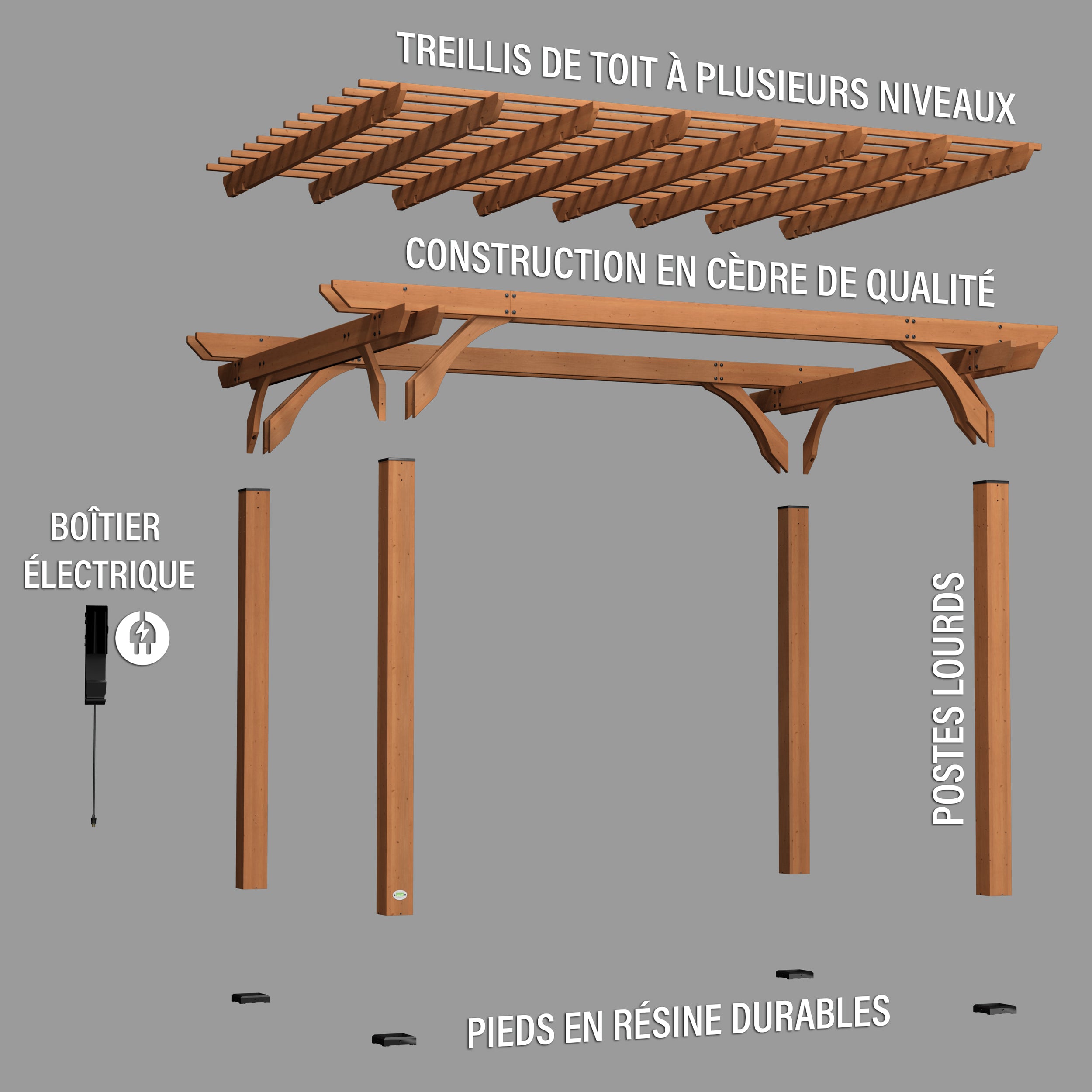 14x10 Pergola Exploded View French