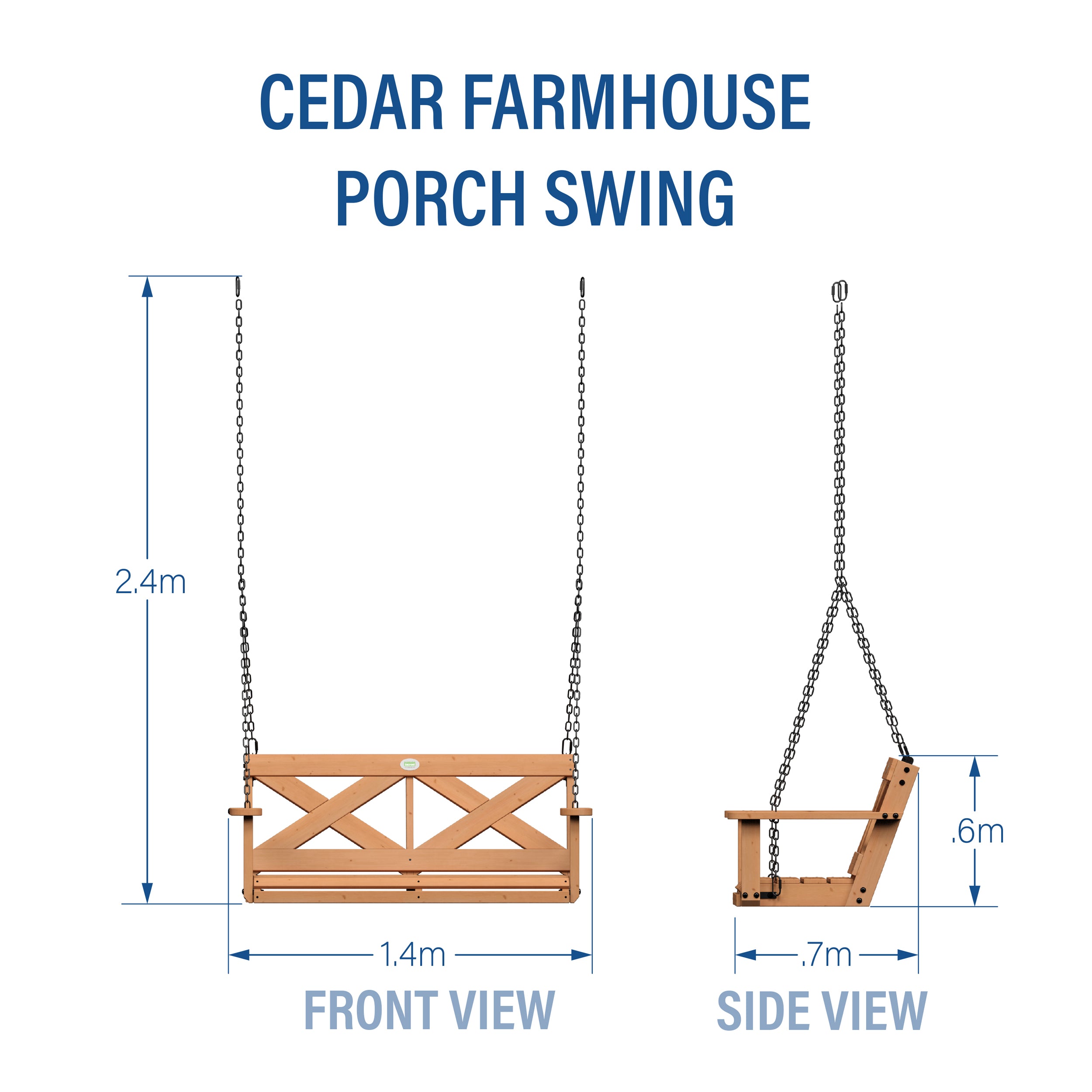 Farmhouse Porch Swing Metric Dimensions