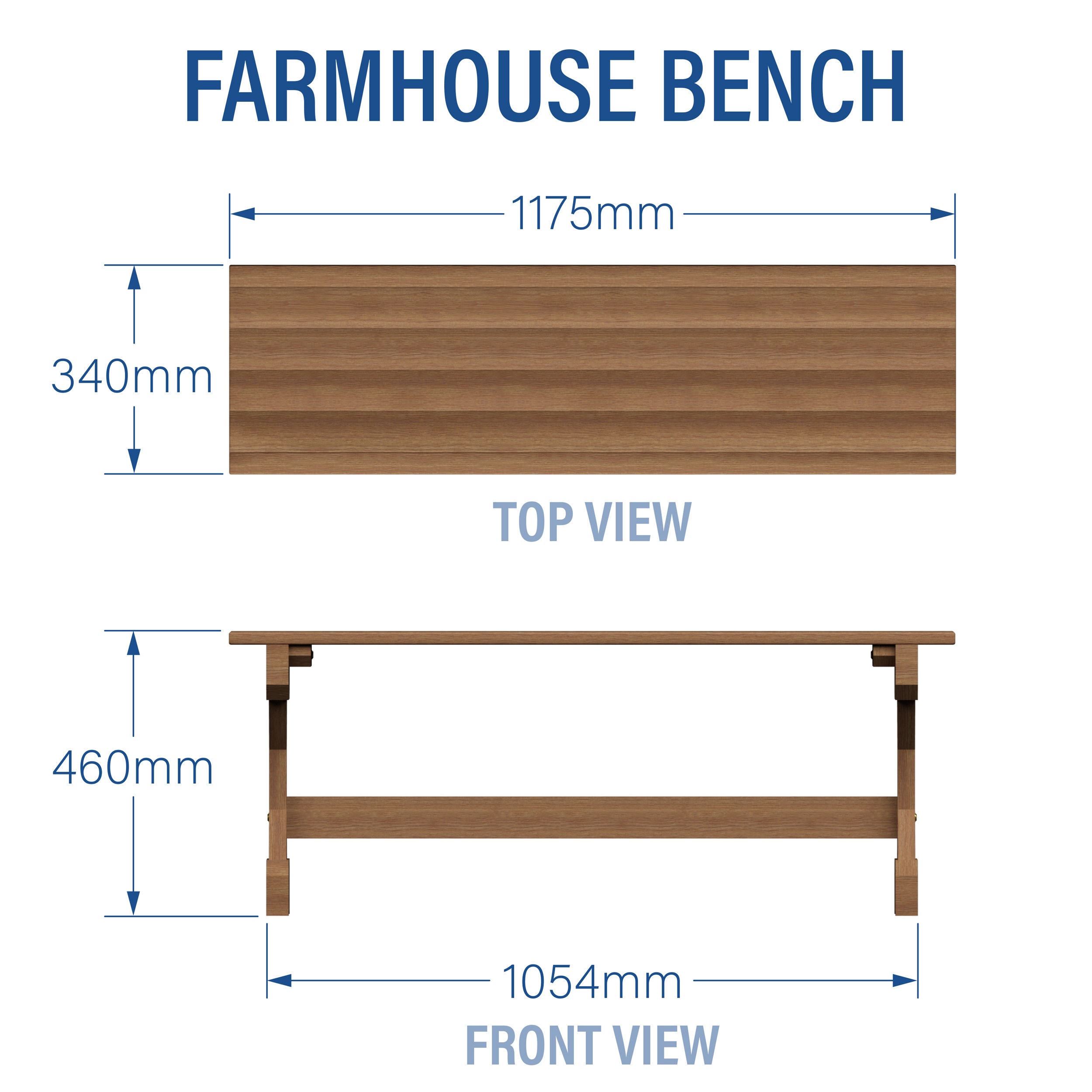 Farmhouse Bench Metric Dimensions