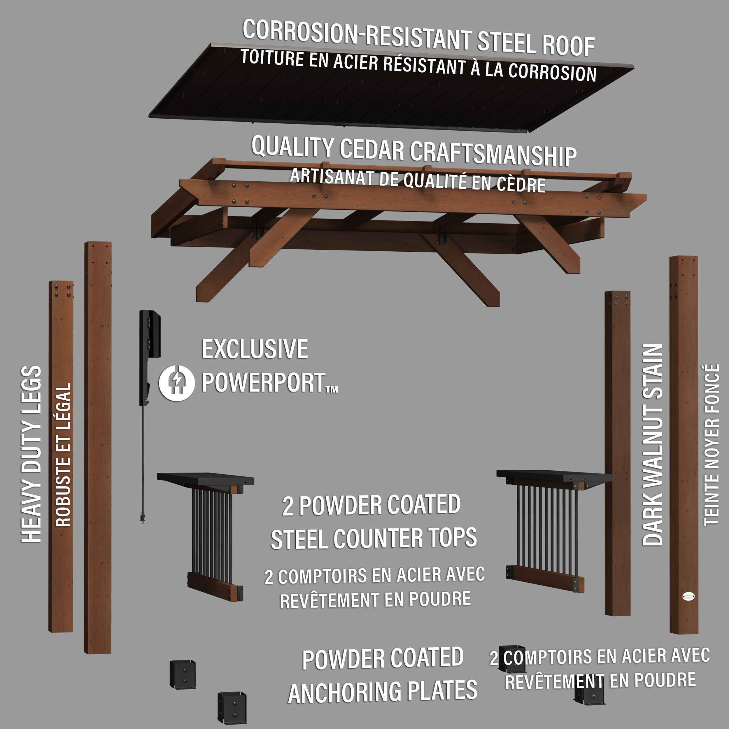 Saxony Grill Gazebo Exploded View French