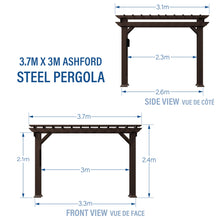 Load image into Gallery viewer, 3.7m x 3m Ashford Pergola Metric Diagram
