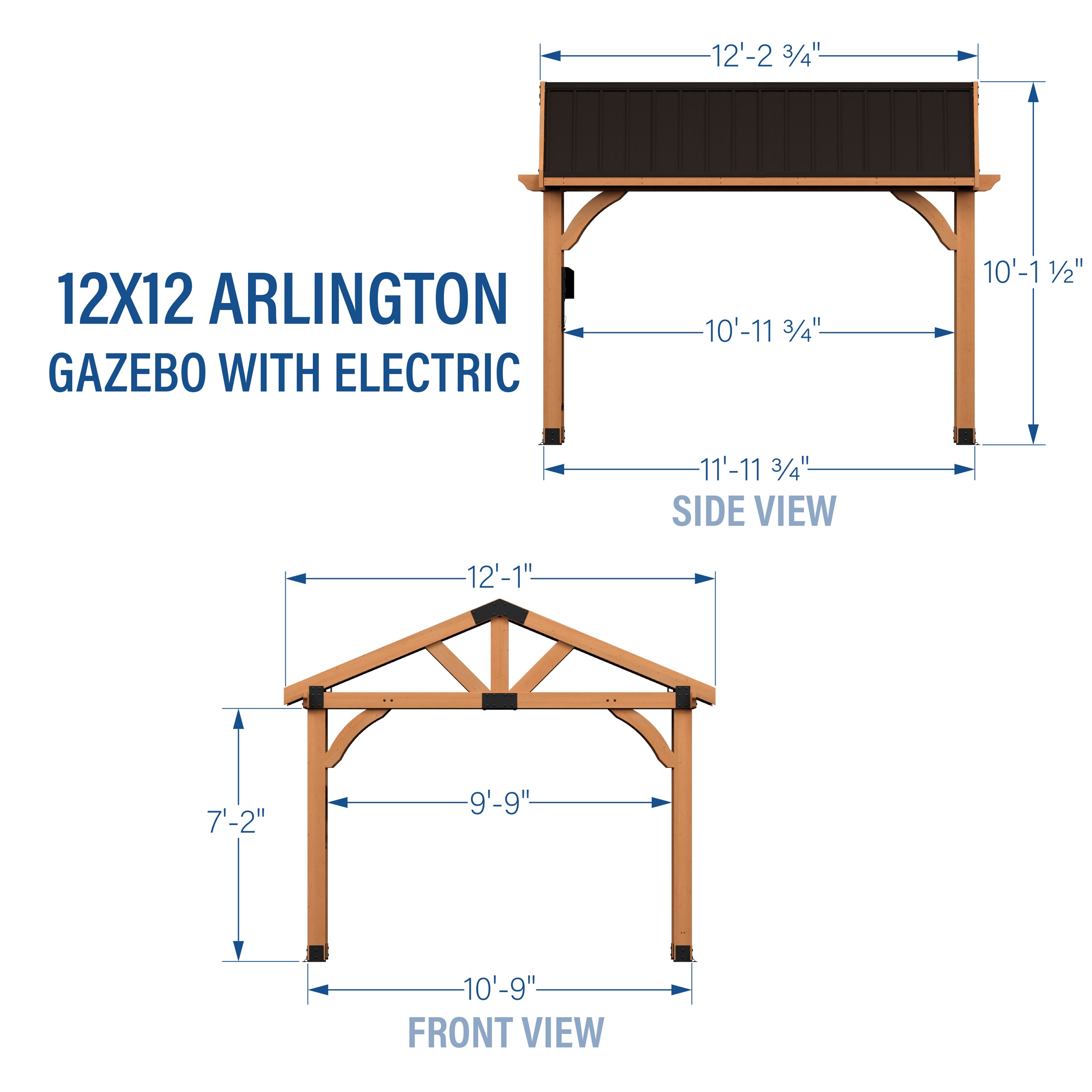 Gazebo Arlington de 3, 7 m x 3, 7 m avec électricité (12 pi x 12 pi) 