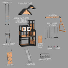 Load image into Gallery viewer, Mystic Tower Swing Set English Exploded View
