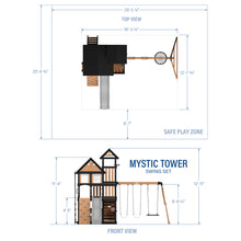 Load image into Gallery viewer, Mystic Tower Swing Set Imperial Dimensions
