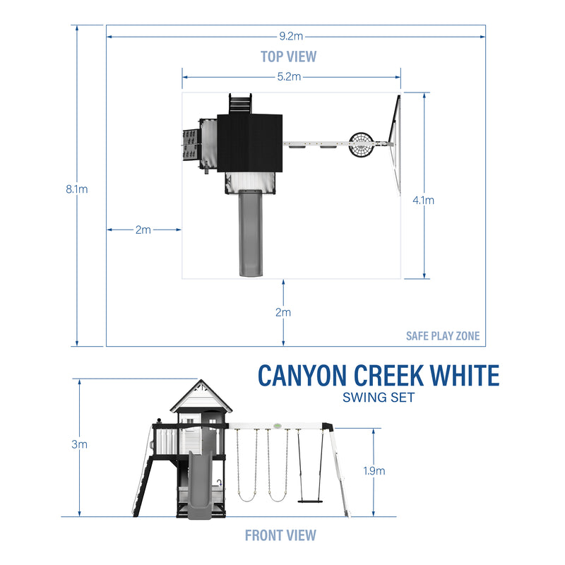 Canyon Creek Swing Set - White specifications