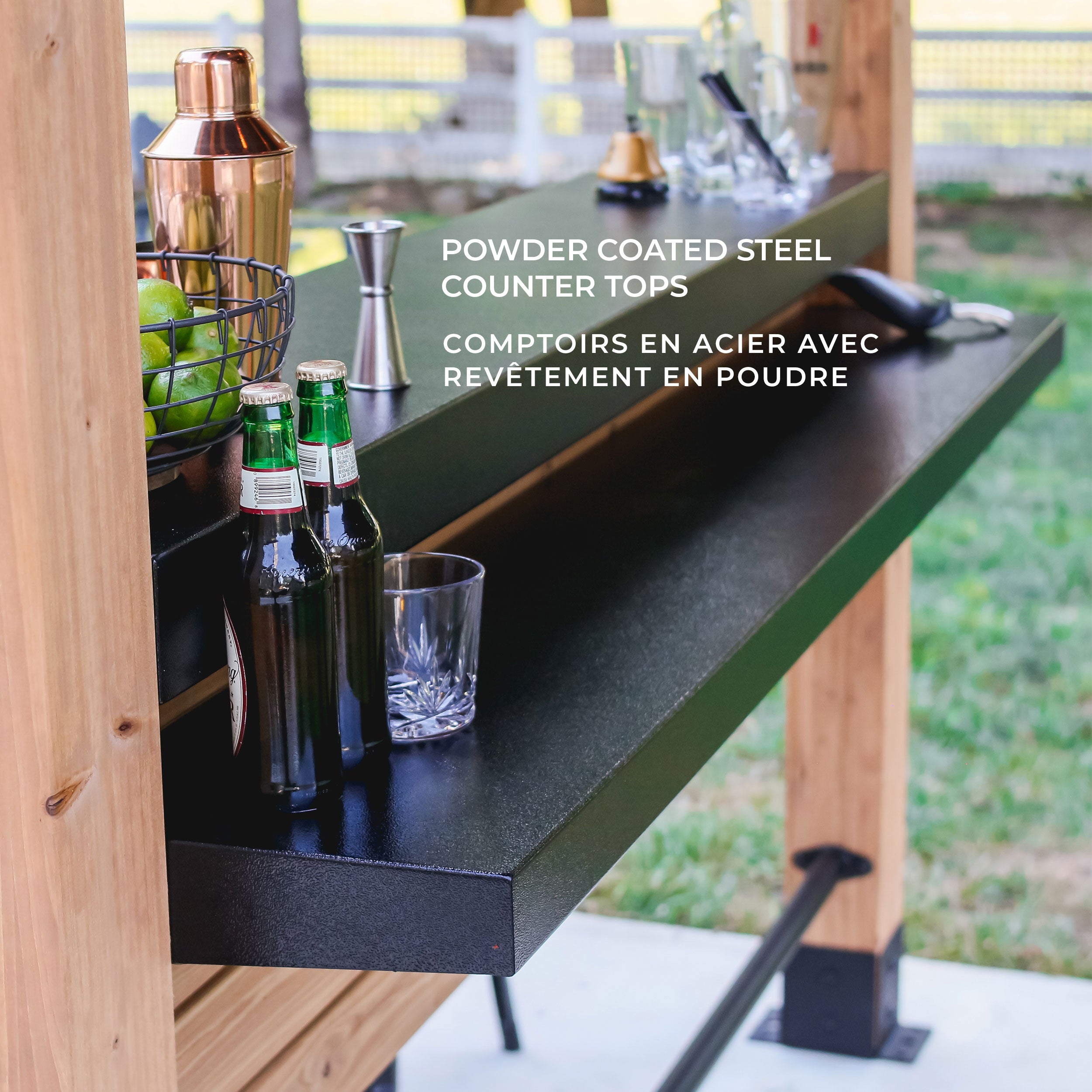 Cedar Springs Outdoor Bar Powder Coated Steel Counter Tops