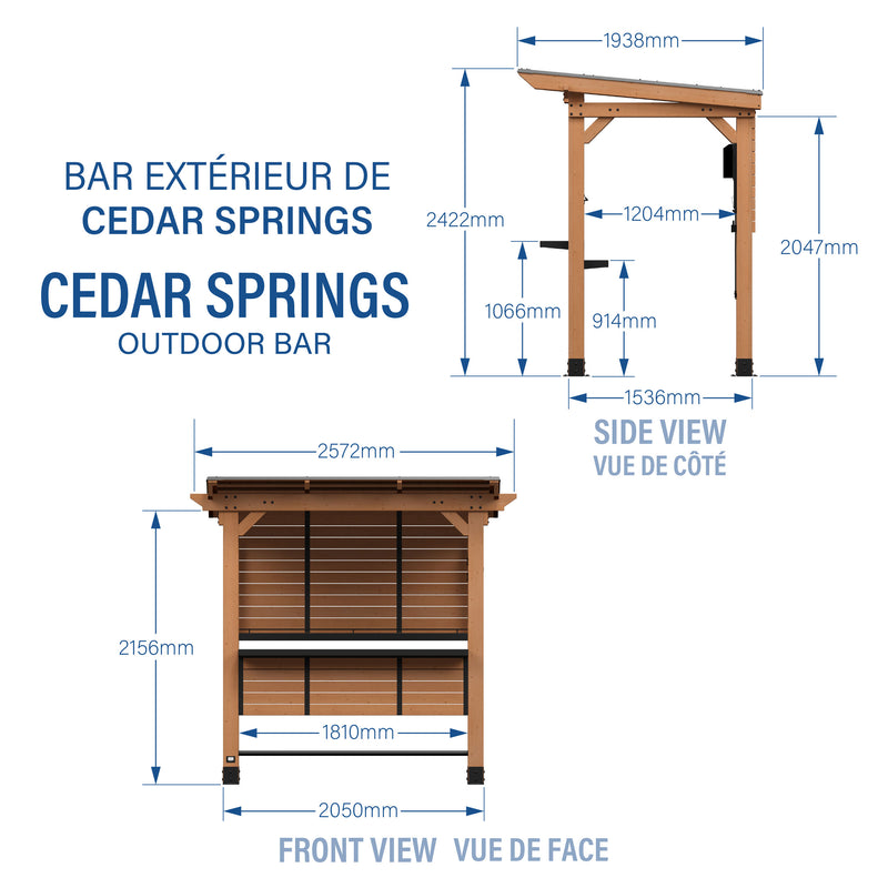 Cedar Springs Outdoor Bar specifications