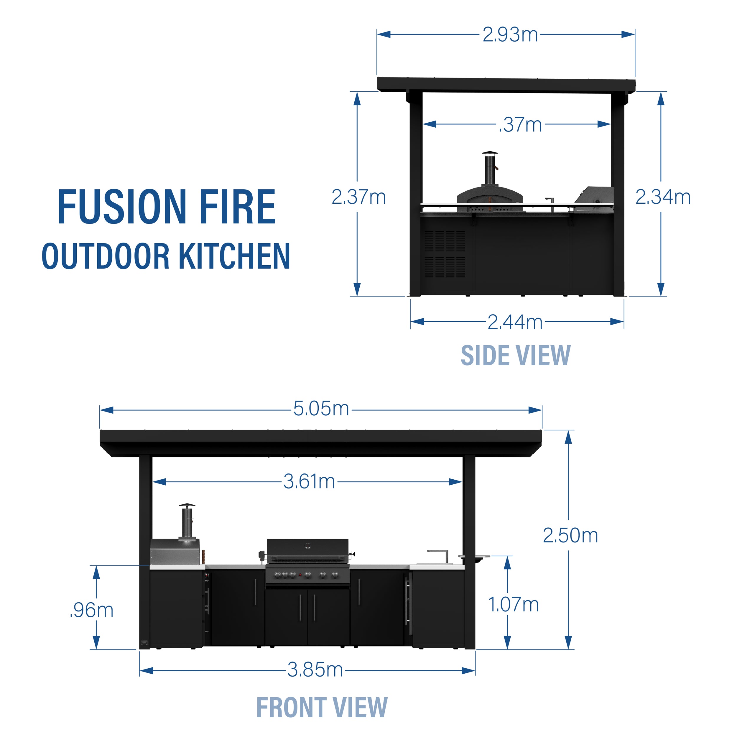 Fusion Fire Outdoor Kitchen Metric Dimensions