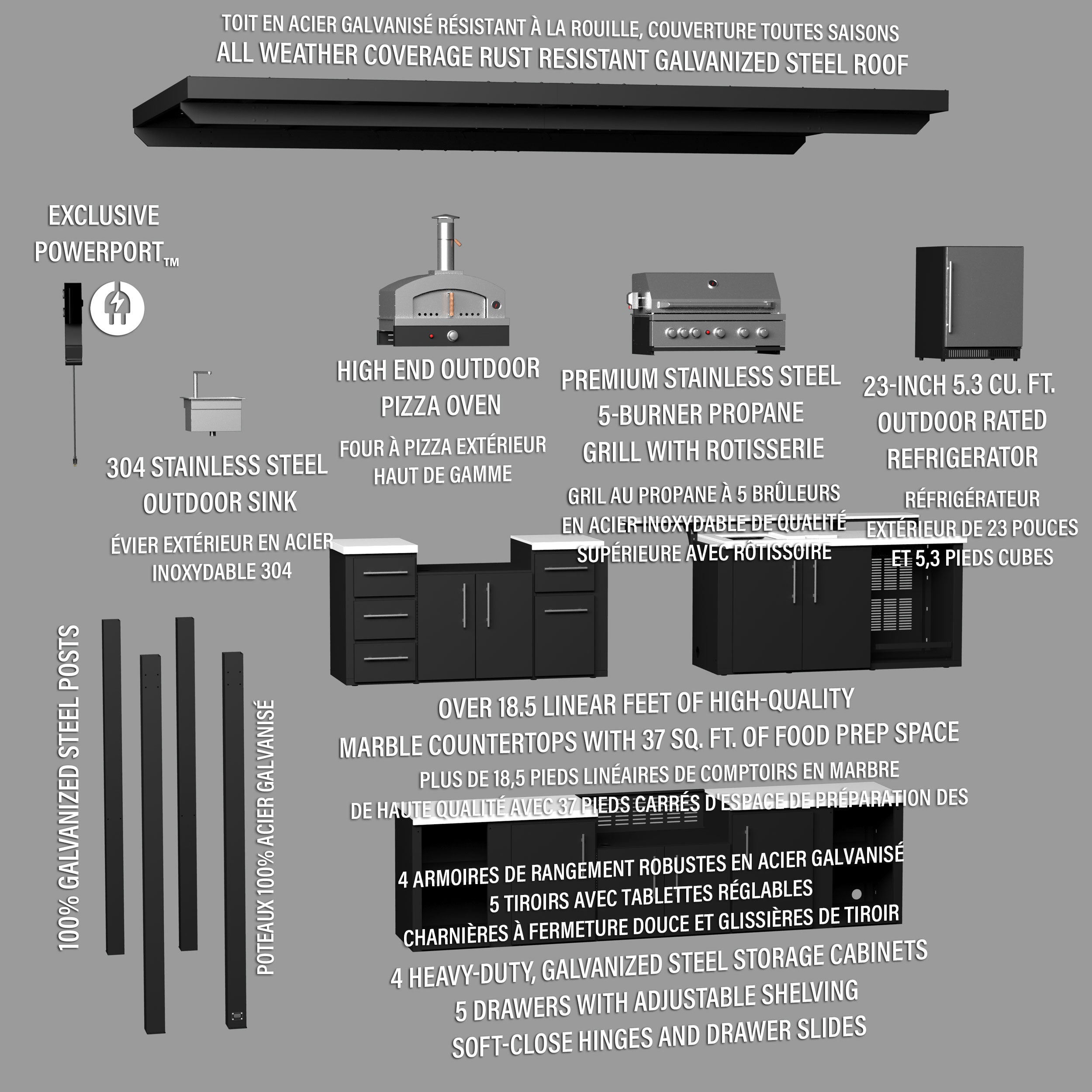 Fusion Fire Outdoor Kitchen French Exploded View