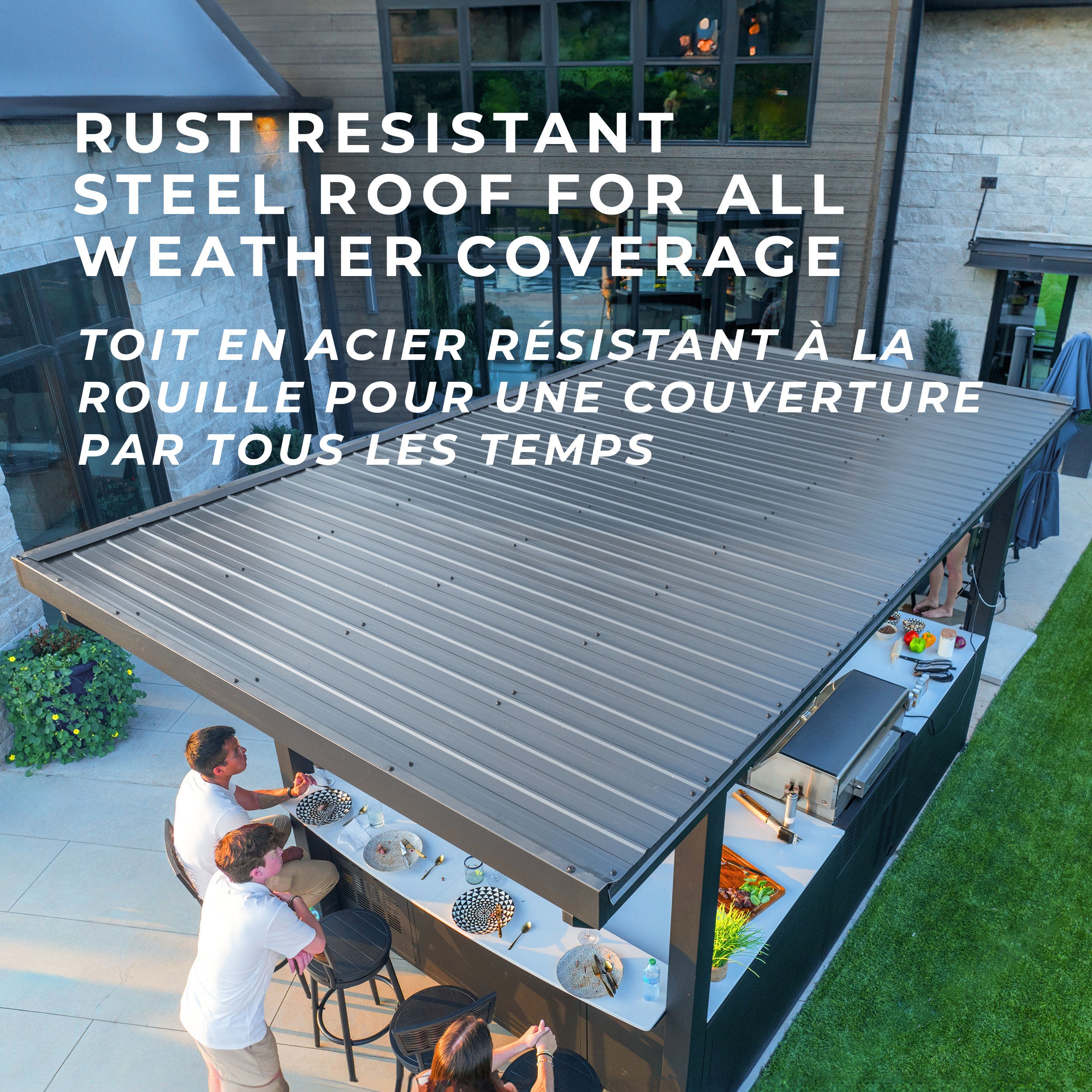 Fusion Fire Outdoor Kitchen Rust Resistant Steel Roof