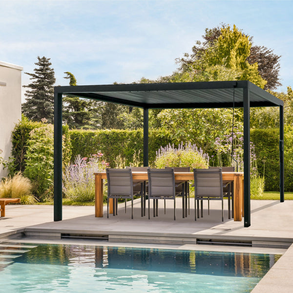 Pergola à persiennes en acier Sarasota de 4.9m x 3m (16x10)