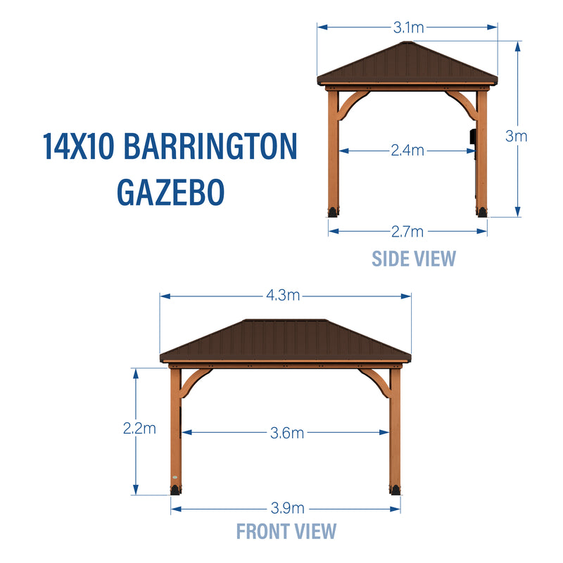 4.3m x 3m Barrington Gazebo (14ft x 10ft) specifications