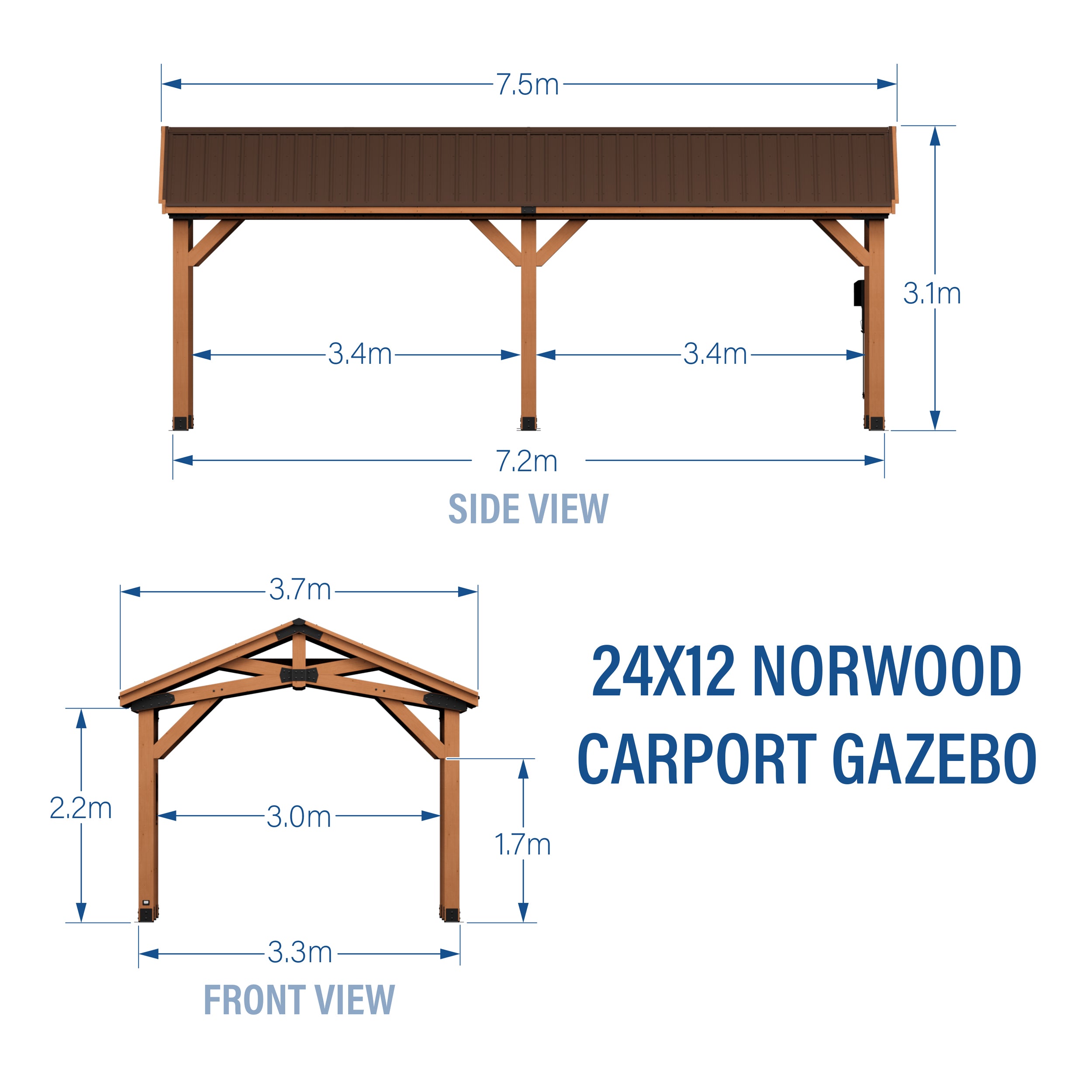 7.3m x 3.7m Norwood Metric Dimensions