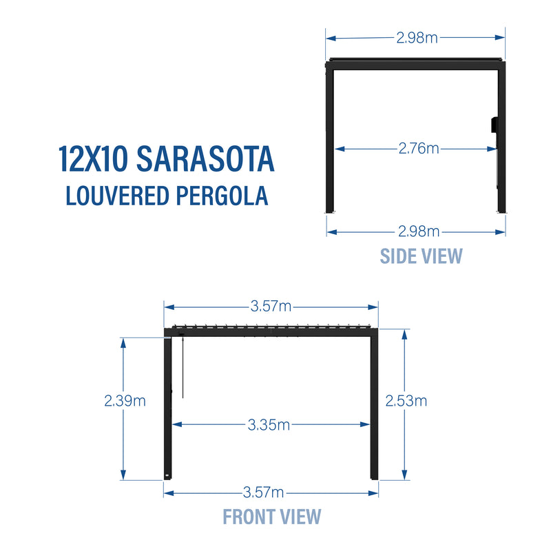 3.6m x 3m Sarasota Steel Louvered Pergola (12x10) specifications