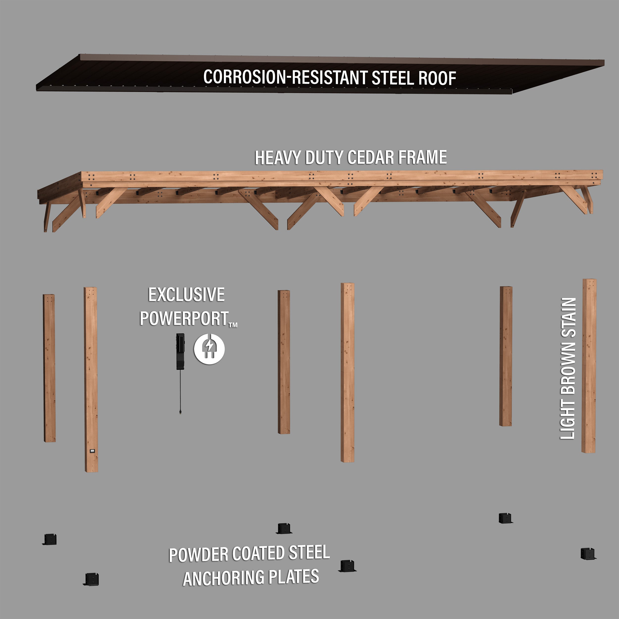 7.3m x 3.7m Arcadia English Exploded View