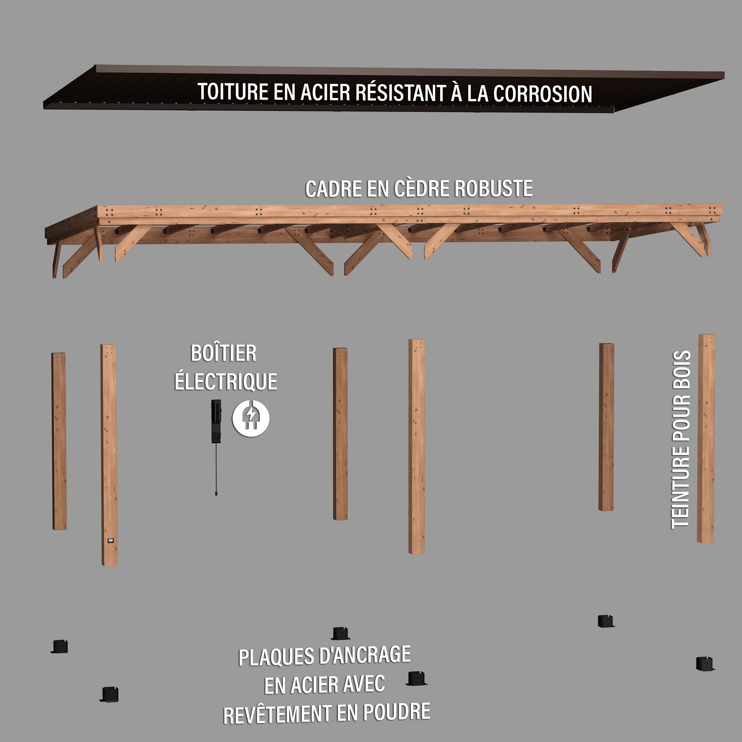 7.3m x 3.7m Arcadia French Exploded View