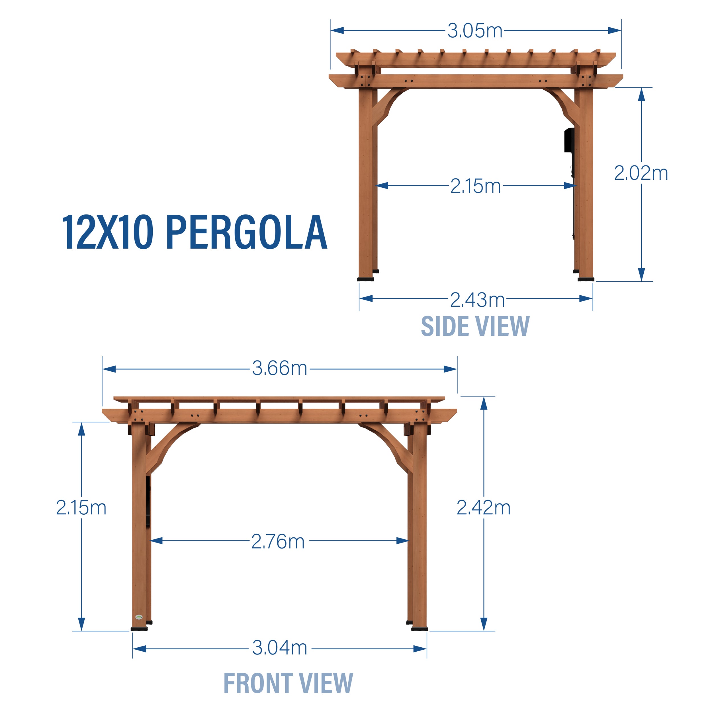 12x10 Cedar Pergola Metric Dimensions