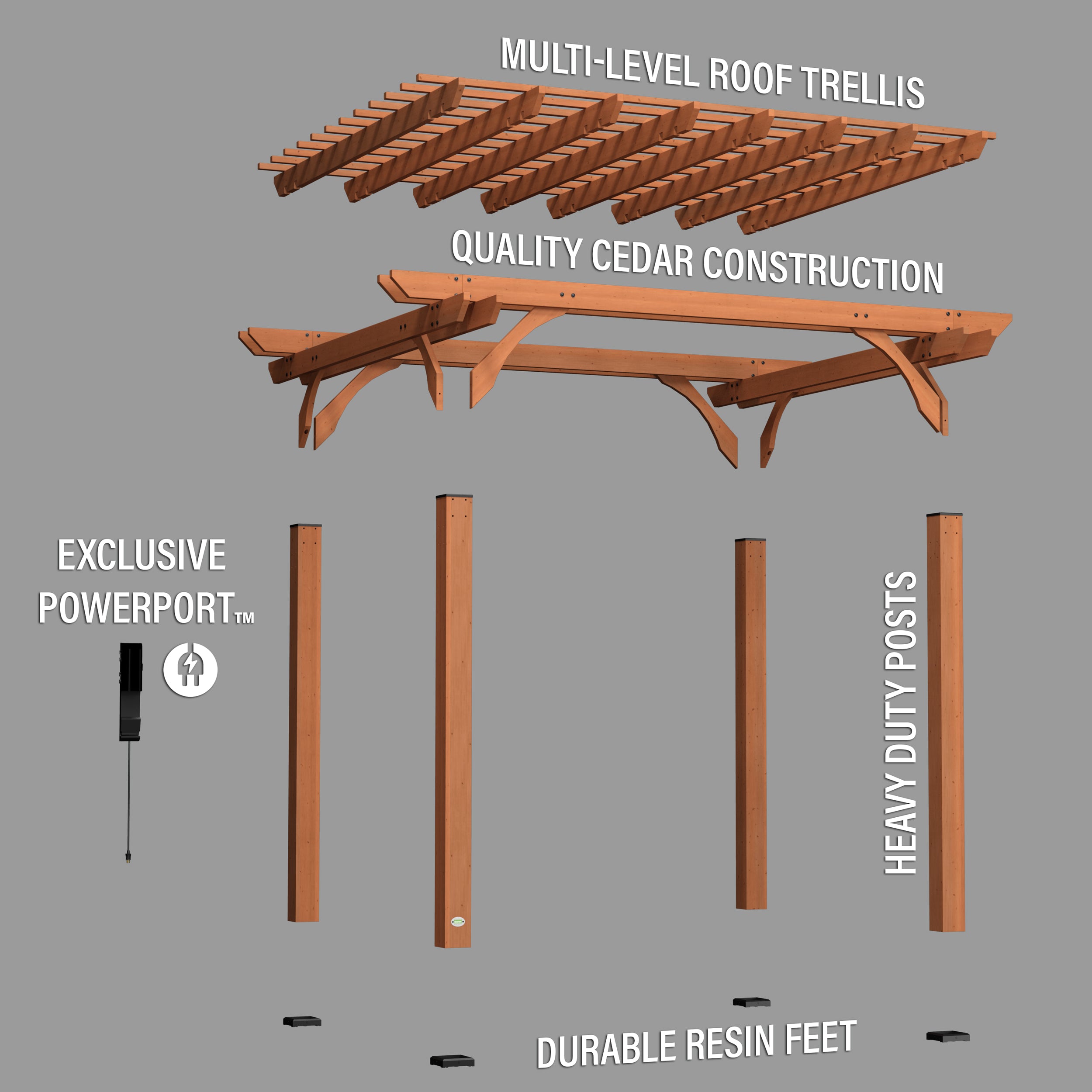 12x10 Pergola English Exploded View