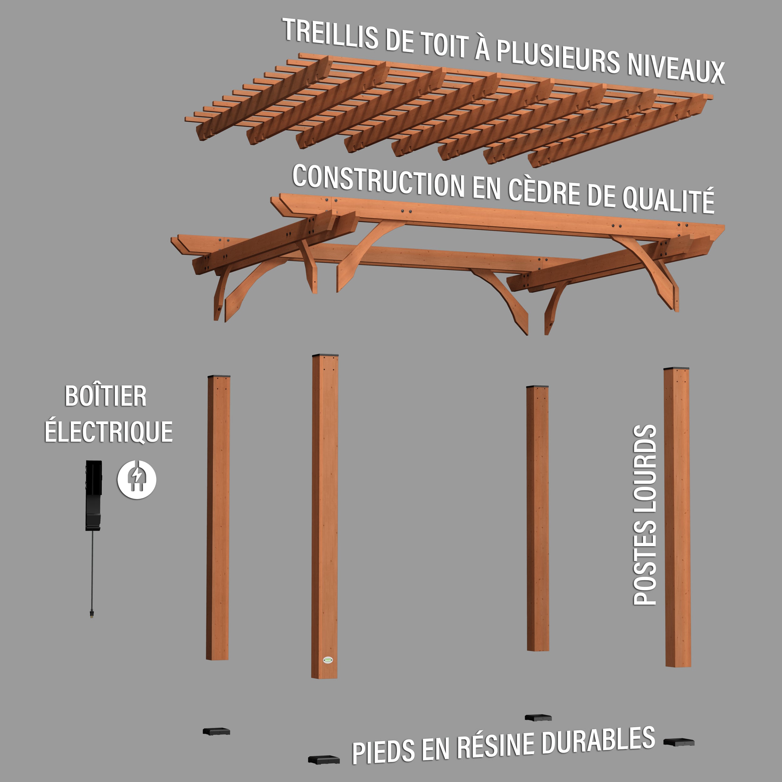 12x10 Pergola French Exploded View