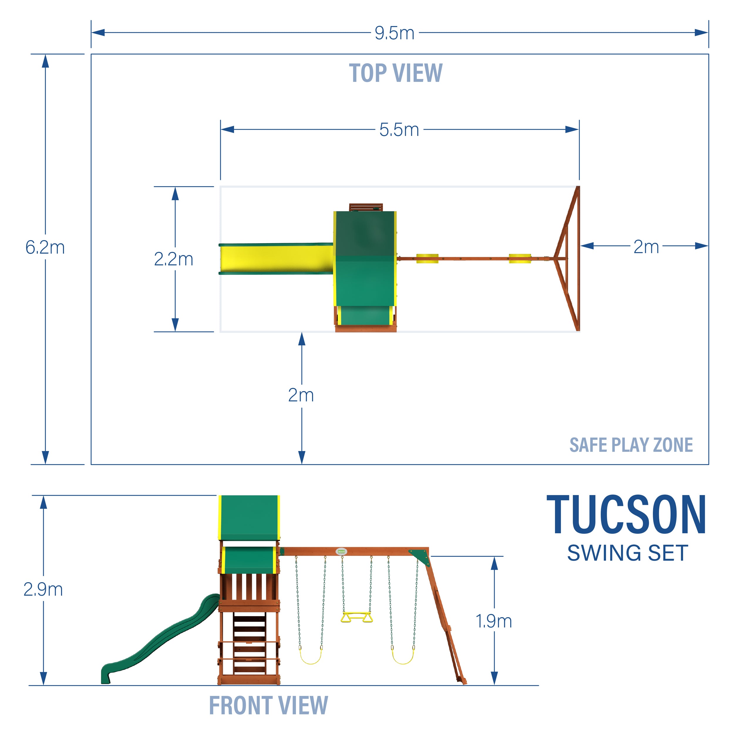 Tucson Swing Set Diagram Metric