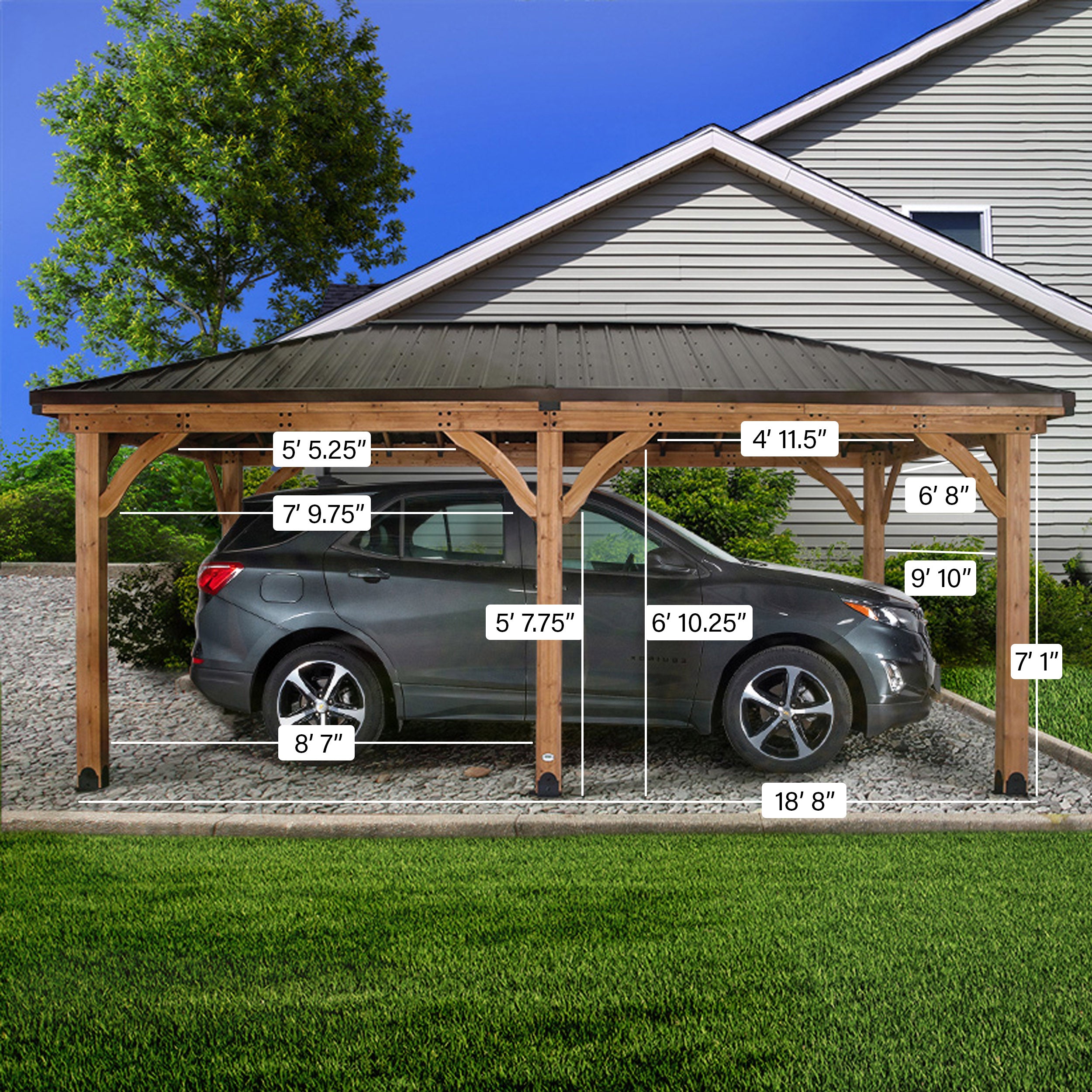 6.1m x 3.7m Barrington Carport Dimensions