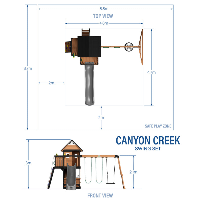 Canyon Creek Swing Set with Gray Wave Slide specifications