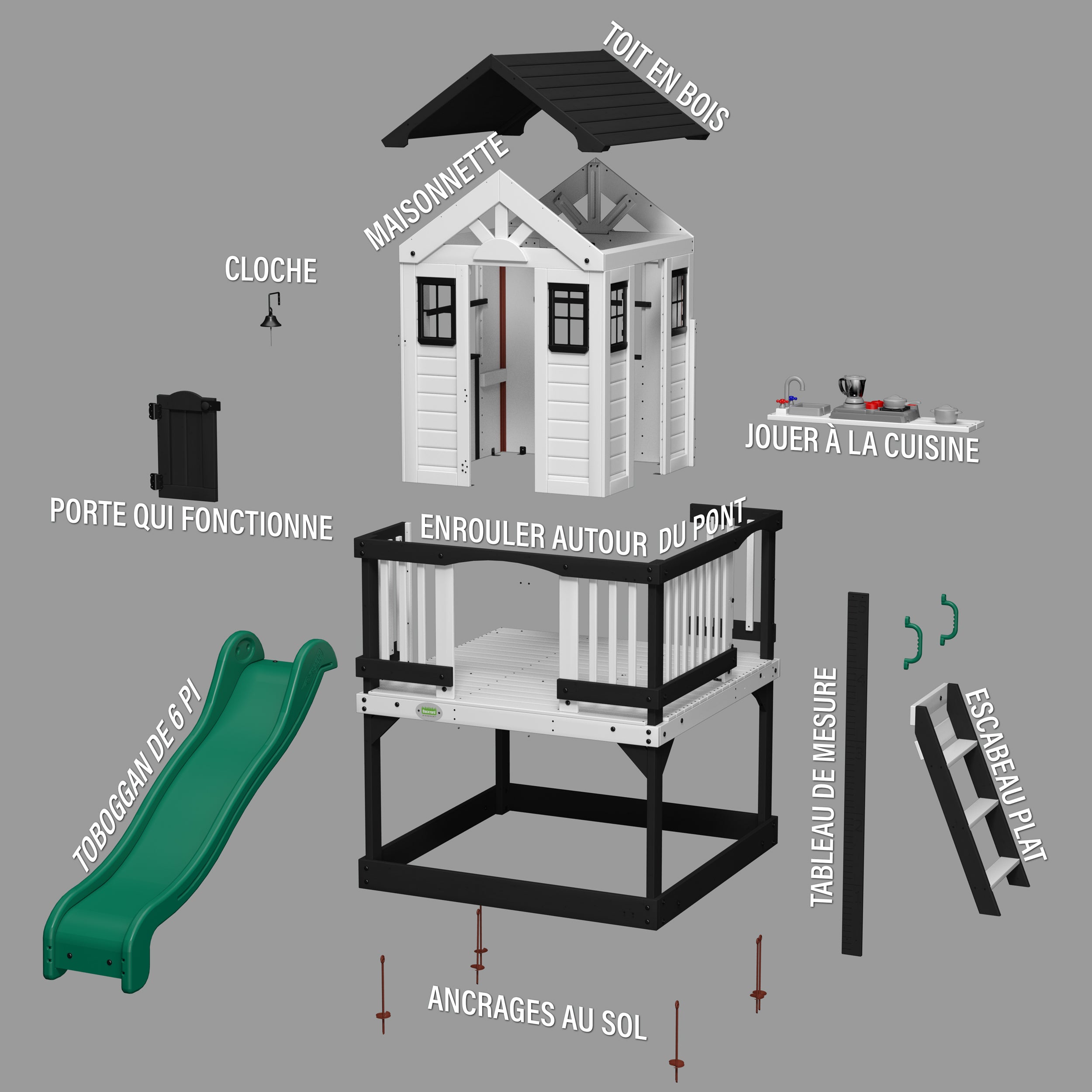 Sweetwater Heights Elevated Playhouse Exploded French