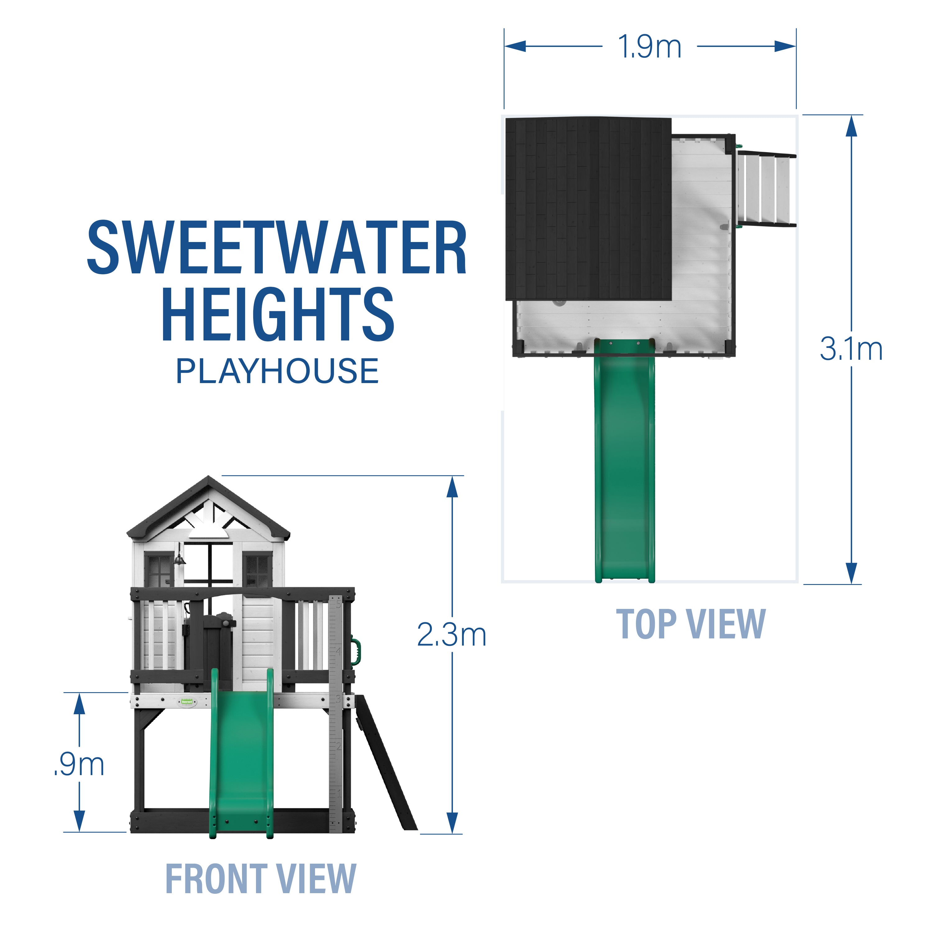 Sweetwater Heights Elevated Playhouse Diagram Metric