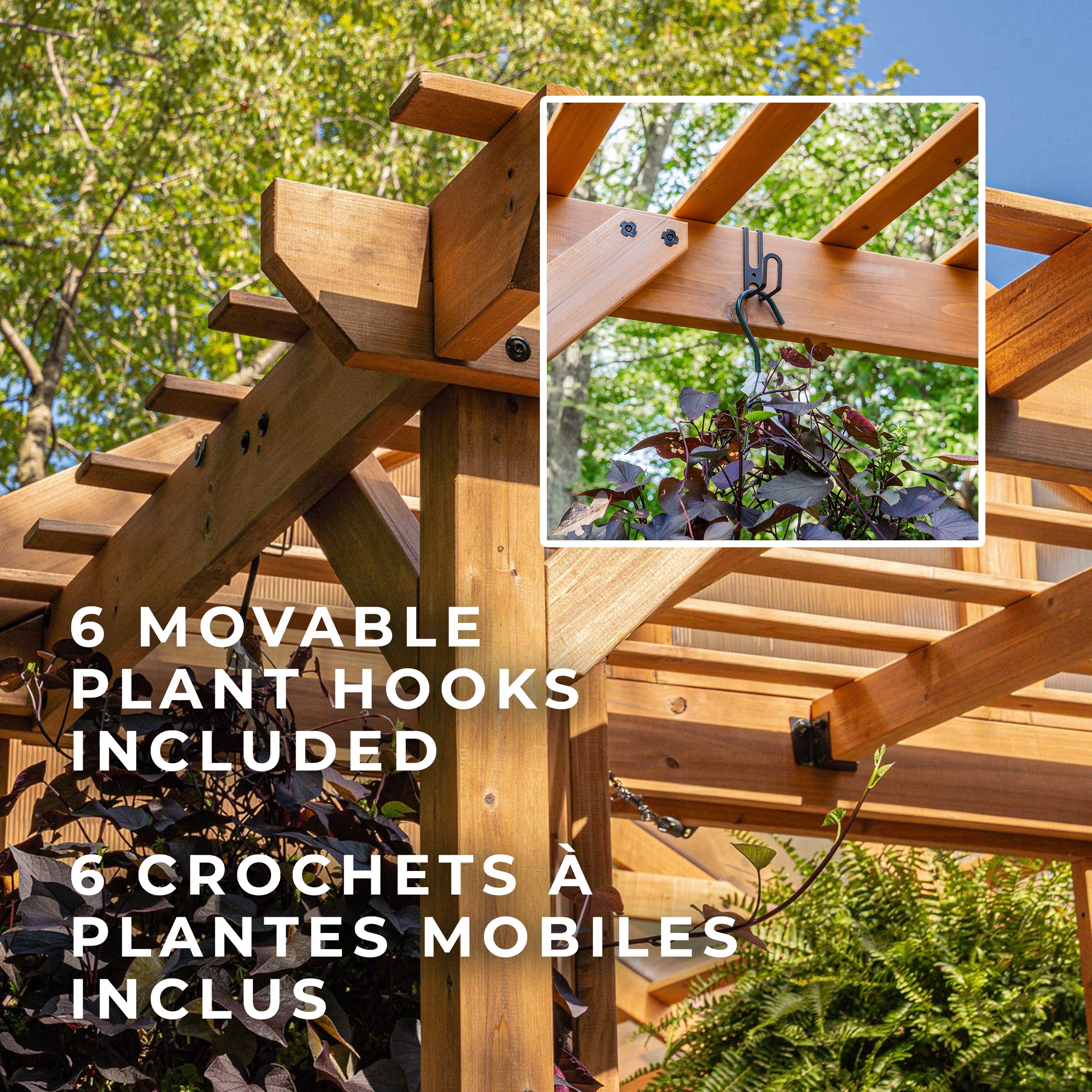 6 movable plant hooks included