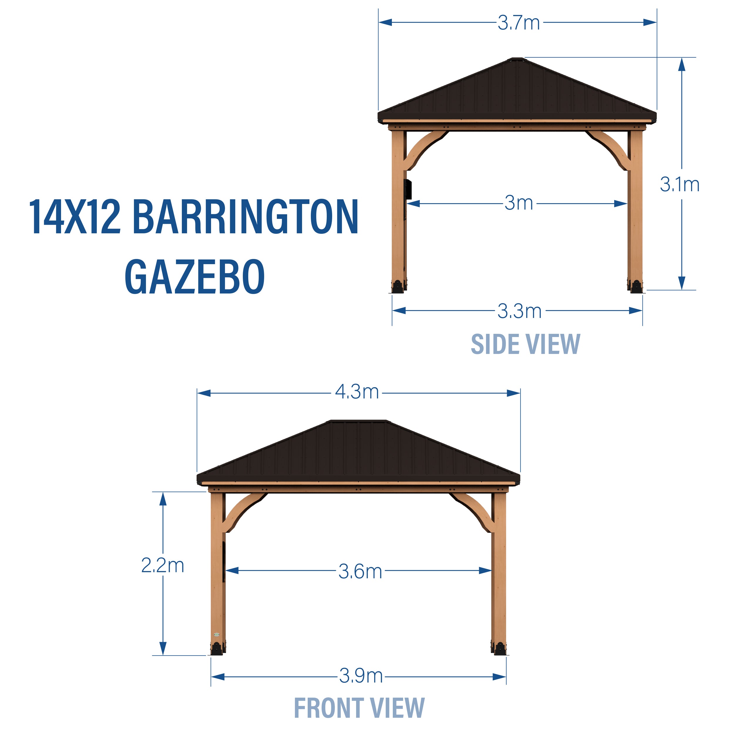 14x12 Barrington Gazebo Diagram Metric