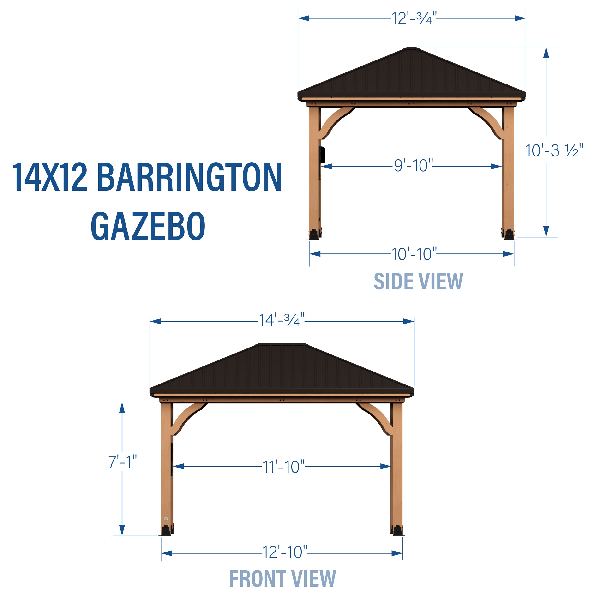 14x12 Barrington Gazebo Inches Diagram