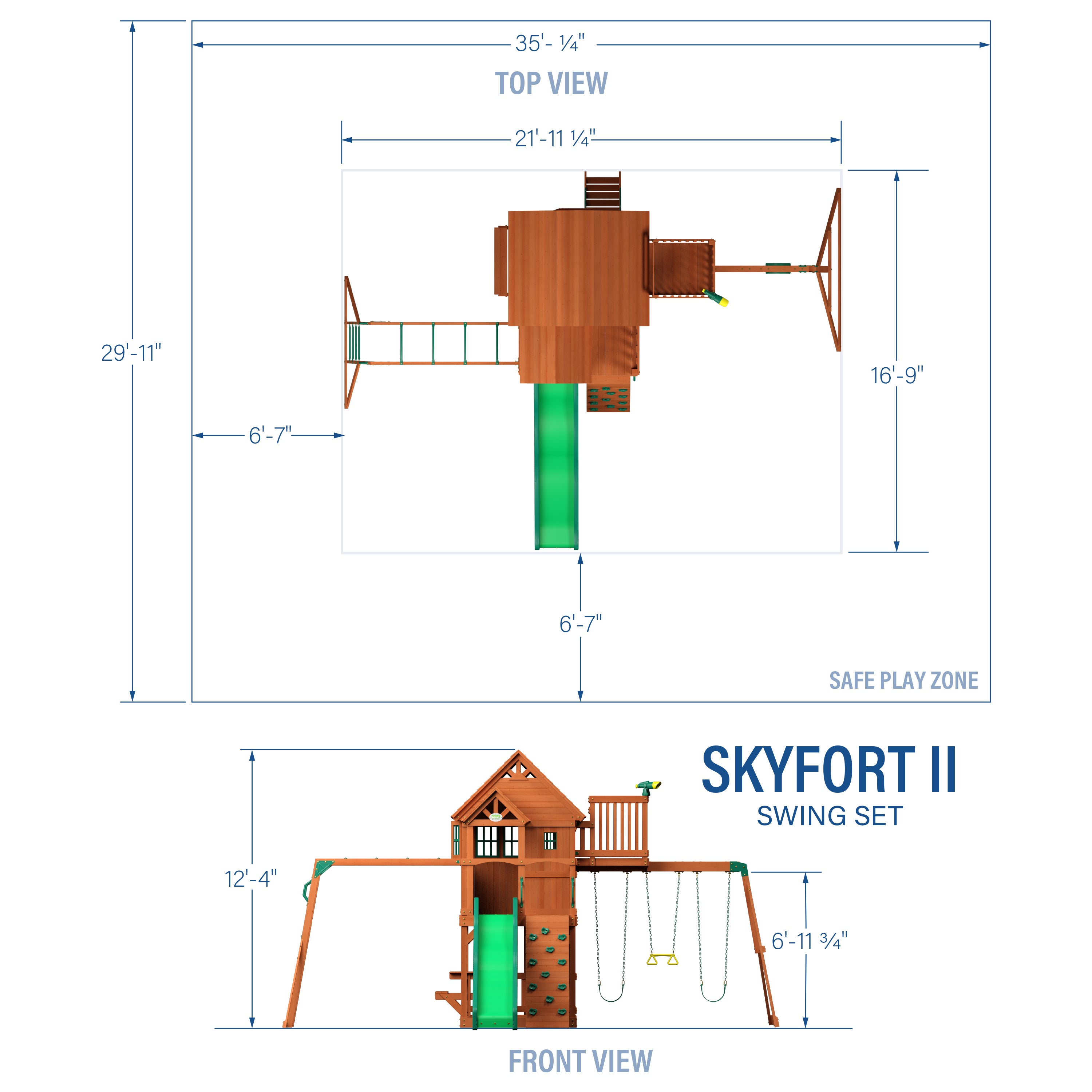 Skyfort II Swing Set Dimensions